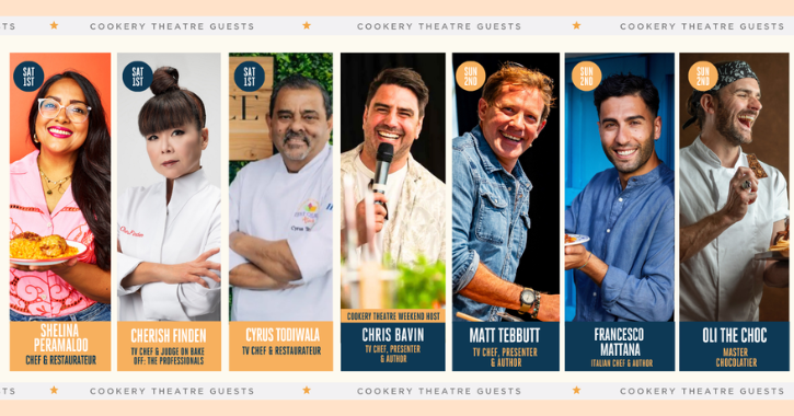 Collection of images showing the different celebrity chefs appearing at Seaham Food Festival.